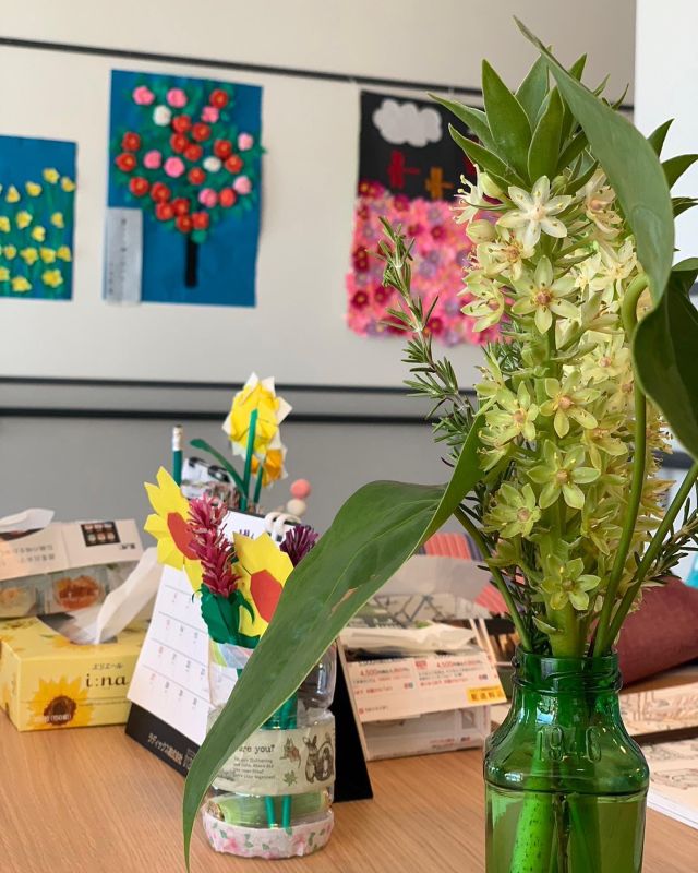 🍍🍍🍍
パイナップルリリーという名前のお花をお隣さんからいただきました

珍しいお花で、めちゃくちゃ夏らしくて、次々と咲くし、長持ち✨
庭のローズマリーとアンスリウムも一緒にしてみました🍃

早速、ご利用者様もお気に入り🌼

次々とか長生きとか、丈夫とかステキなワードがあるものが身近にあると皆様も元気✨

猛烈な暑い夏、あと少し？
頑張って元気に過ごしていただきたいです

#パイナップルリリー
#珍しいお花
#次々と咲く 
#丈夫な花
#長生きしてね 
#縁起良い感じ
#ローズマリー
#アンスリウム